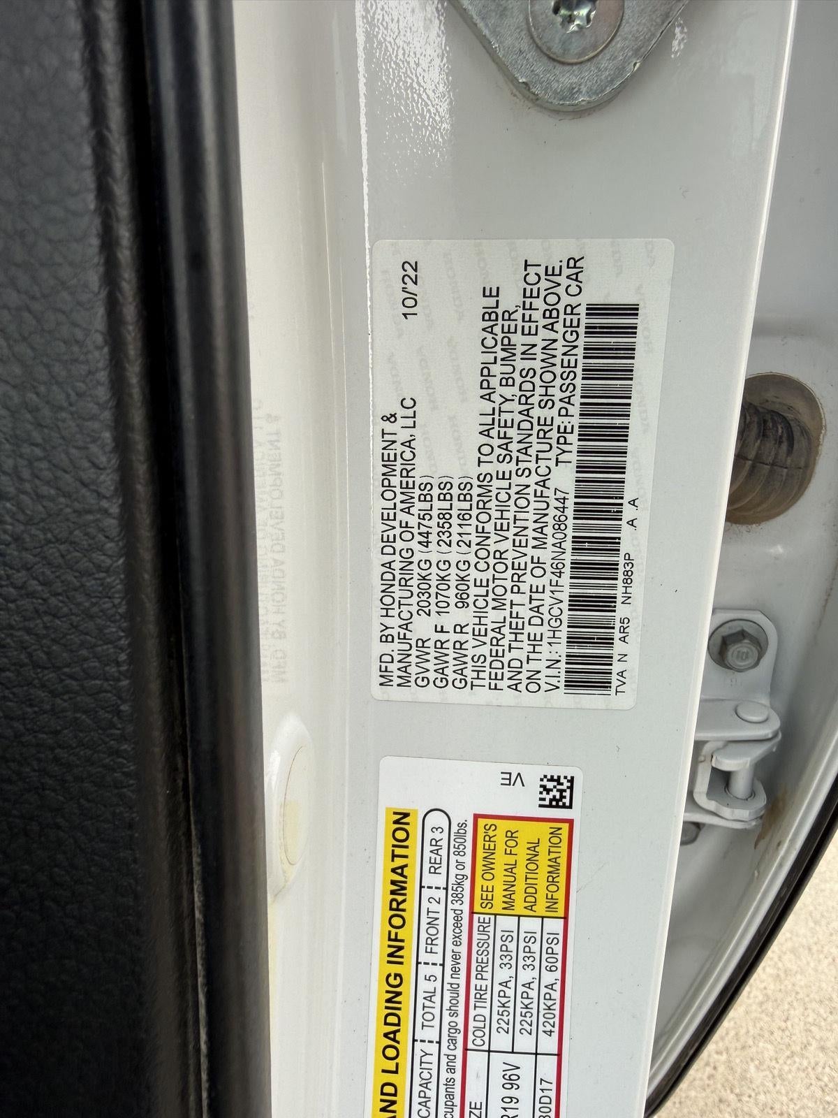 2022 Honda Accord Sedan Sport SE