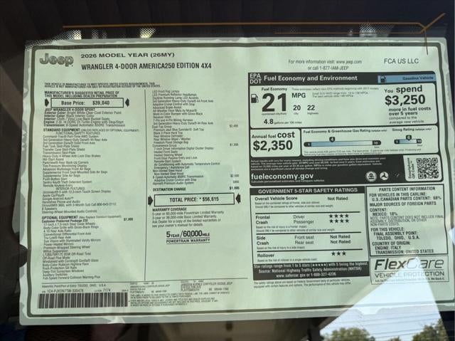 2026 Jeep Wrangler WRANGLER 4-DOOR AMERICA250