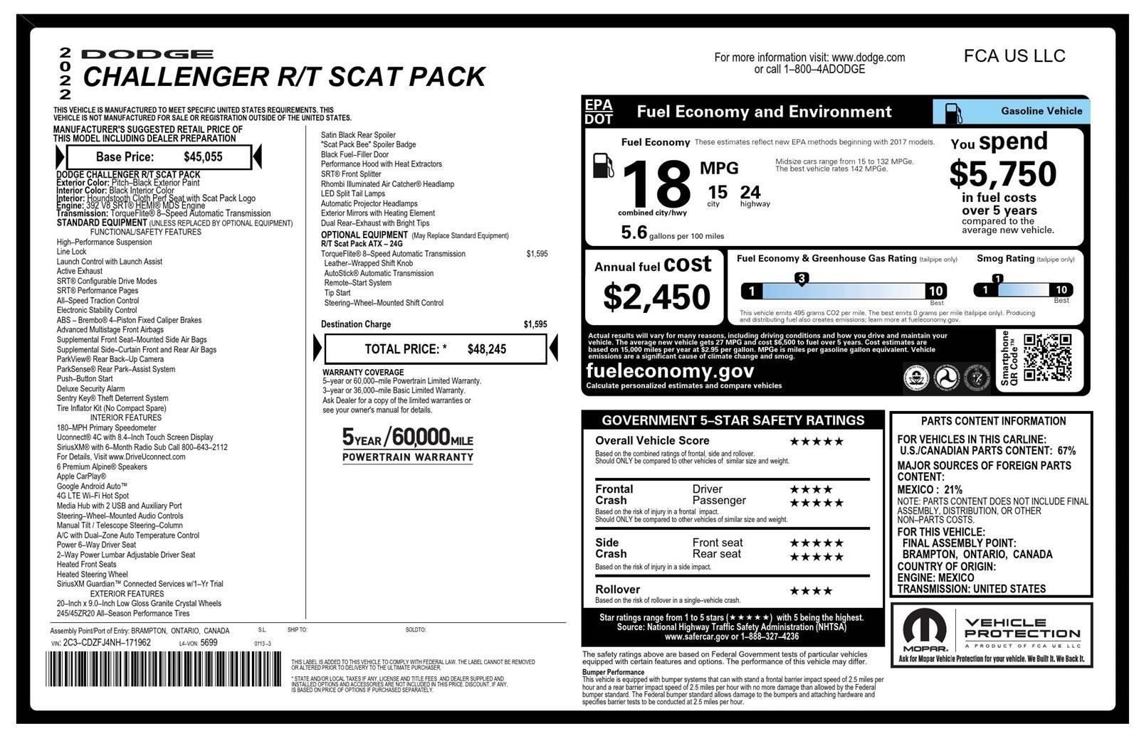 2022 Dodge Challenger R/T Scat Pack